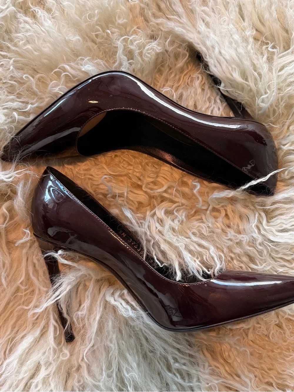 Saint Laurent Patent Pointed-Toe Stiletto Pumps in Deep Burgundy - Picture 5 of 9